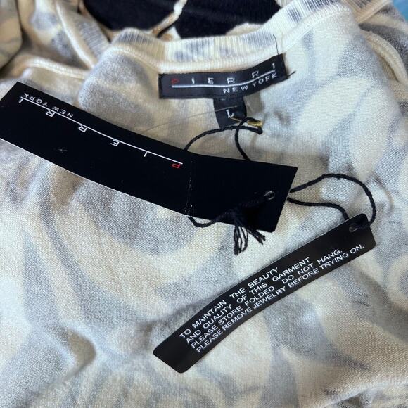 Pierri New York Floral Beaded Sweater Womens Large Yellow Black Classic Loose - Picture 4 of 6